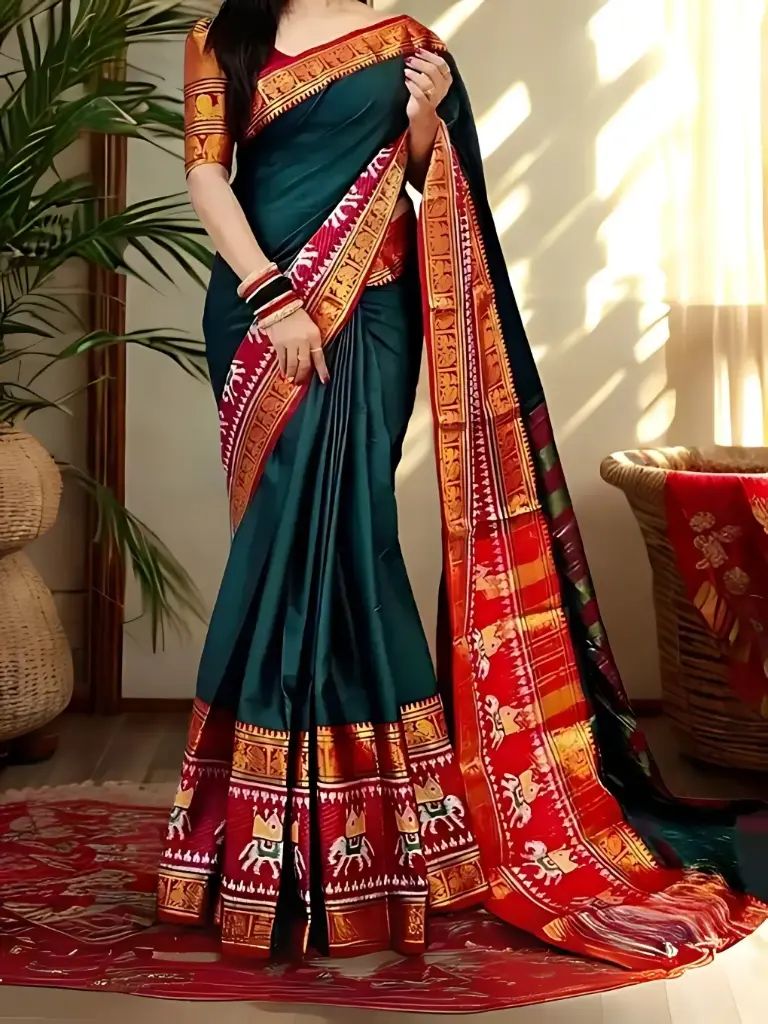 Narayanpeth Cotton Saree with Separate Blouse – Printed Design